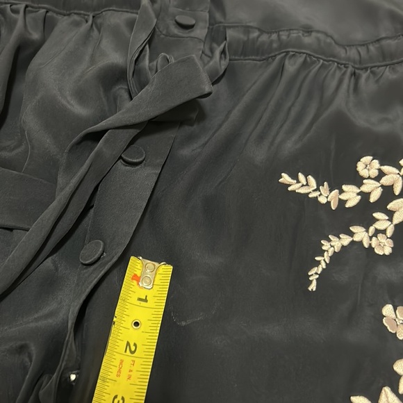 Cinq a Sept Silk Button Blue Dress Embroidered Floral Rose Pink Pockets Small 4 - Picture 15 of 16